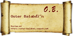 Oster Balabán névjegykártya